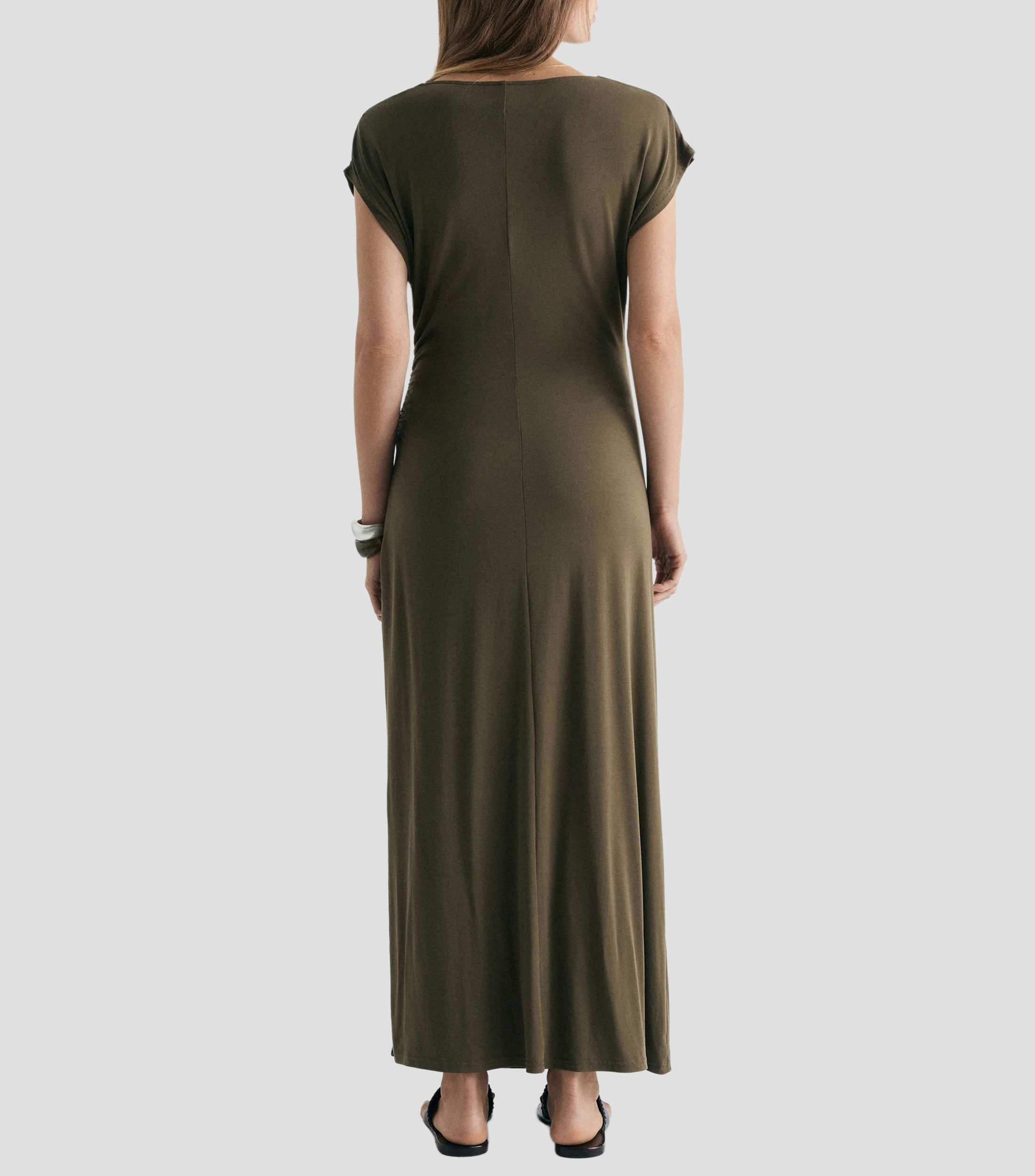 Vestido largo manga corta liso Mujer